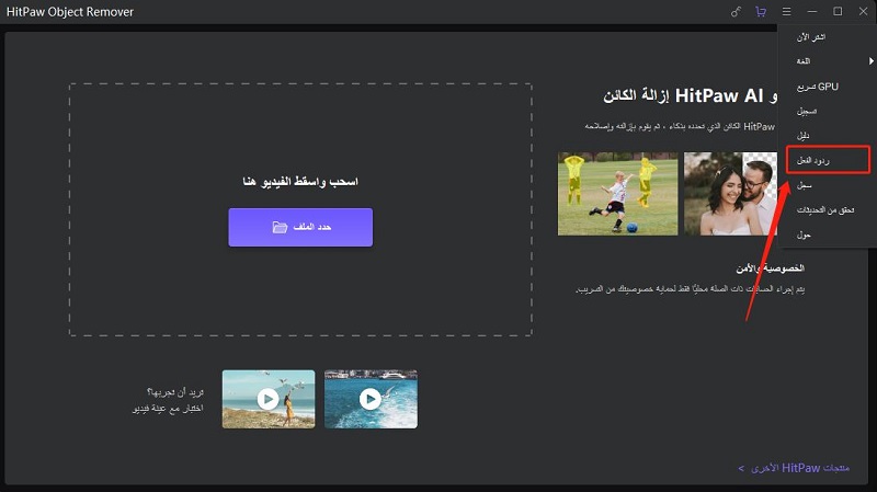 feedback in HitPaw video object remover