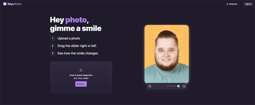 إضافة ابتسامة للصورة بالذكاء الاصطناعي مع heyphoto