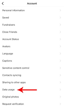 nstagram ios account menu