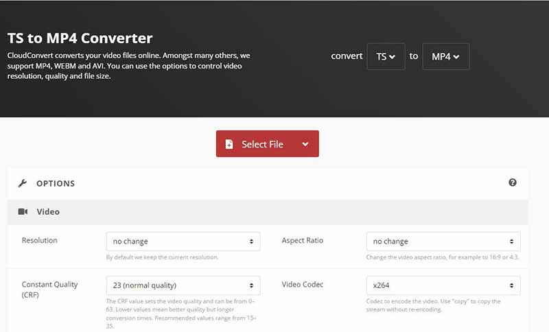 تحويل ts الى mp4 باستخدام cloudconvert