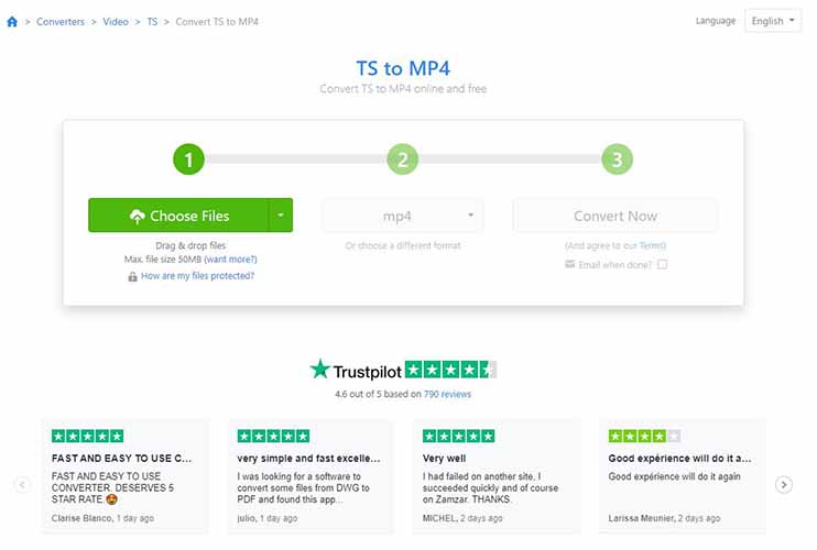 تحويل ts الى mp4 باستخدام zamzar
